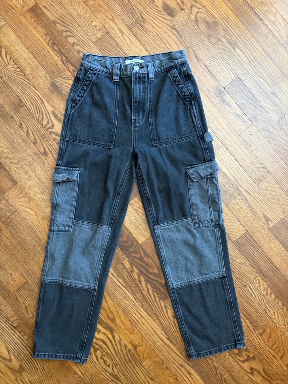 PacSun Women s High Rise Carpenter Two-Tone Denim Pants Size 26 Black Gray